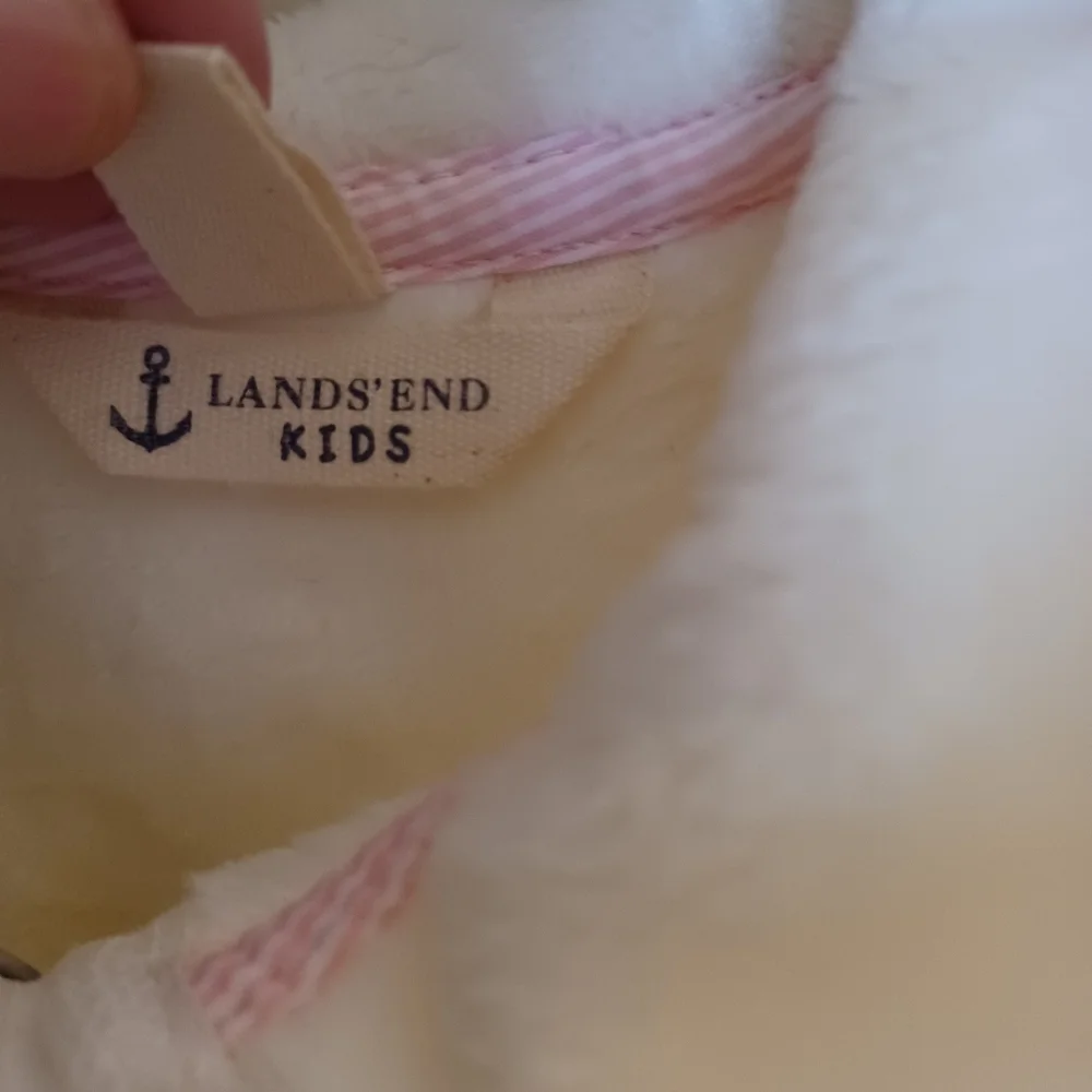 Lands' End girls Softest Fleece Jacket size Small 7/8 - Hooded - White